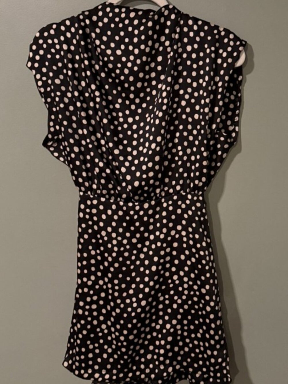 Zara, brown & white polka dot wrap mini dres